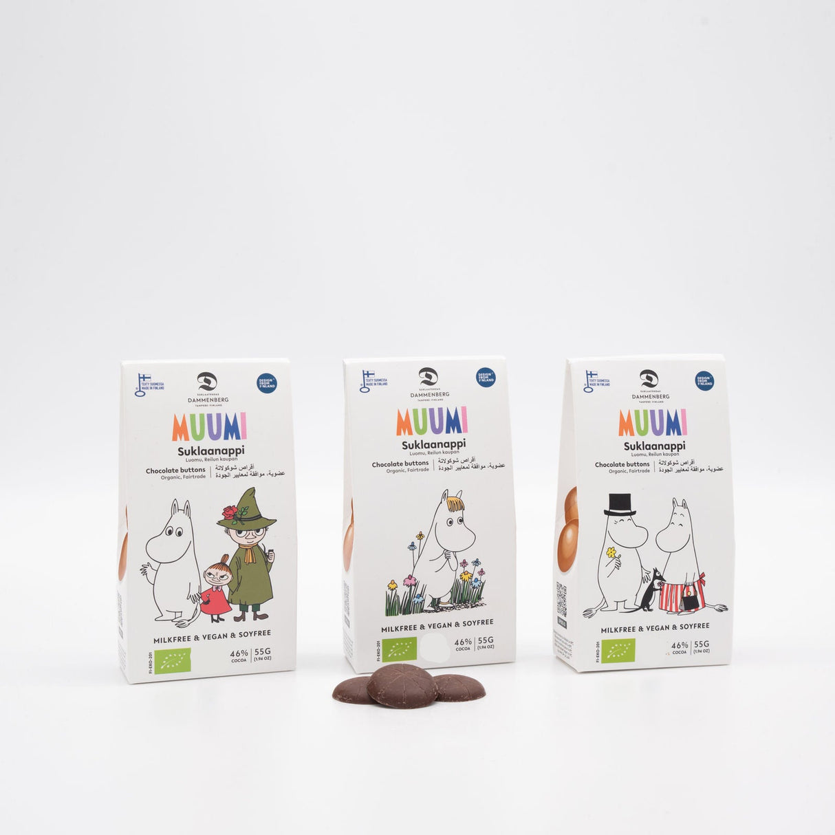 Bio Milch-Alternative Schokotaler-Set (3 Packungen) - Muumi 46% (Dammenberg) - Schoko Wunderland