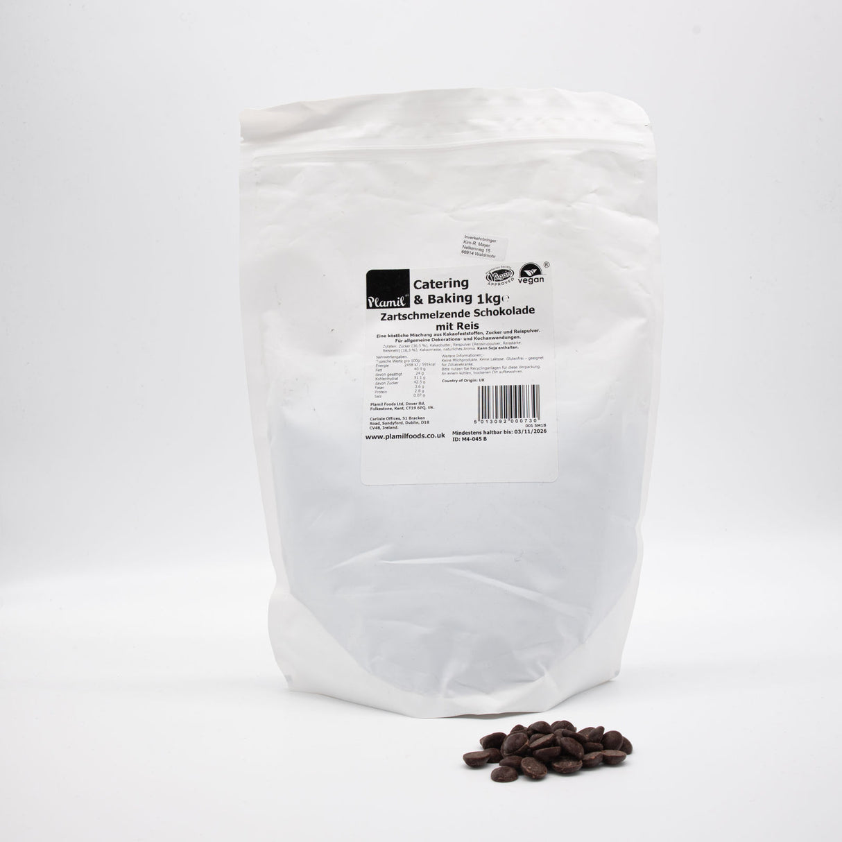 1kg Schoko-Drops aus Milchschokolade-Alternative 47% (Plamil)