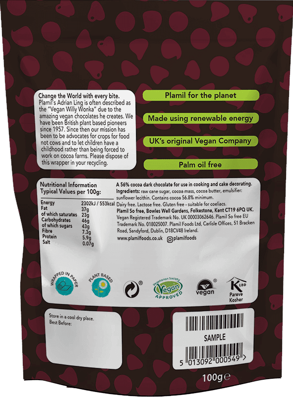 Dark chocolate chips - 56% - So free (Plamil)