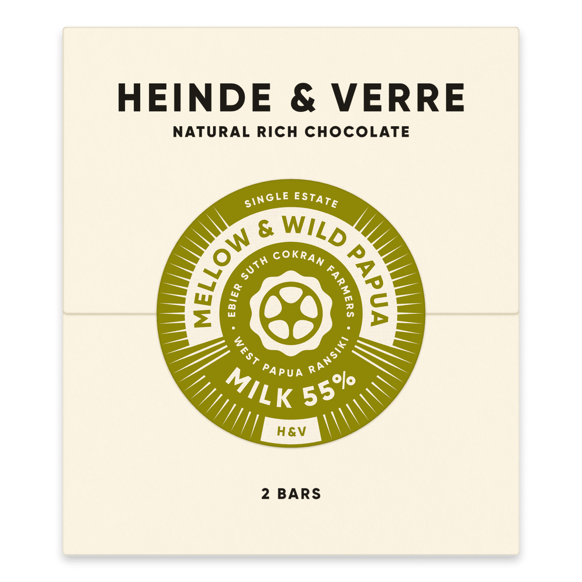 2 Tafel nussfreie Milchschokolade Mellow & Wild Papua - 55% (Heinde & Verre) - Schoko Wunderland