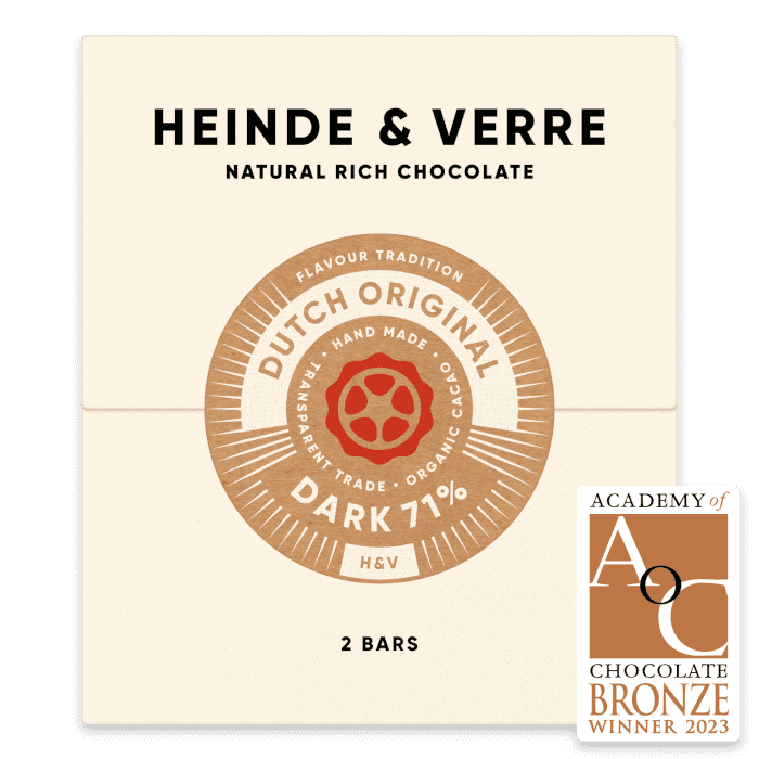 Dutch Original 2 Tafel nussfreie vegane Zartbitterschokolade - 71% (Heinde & Verre) - Schoko Wunderland