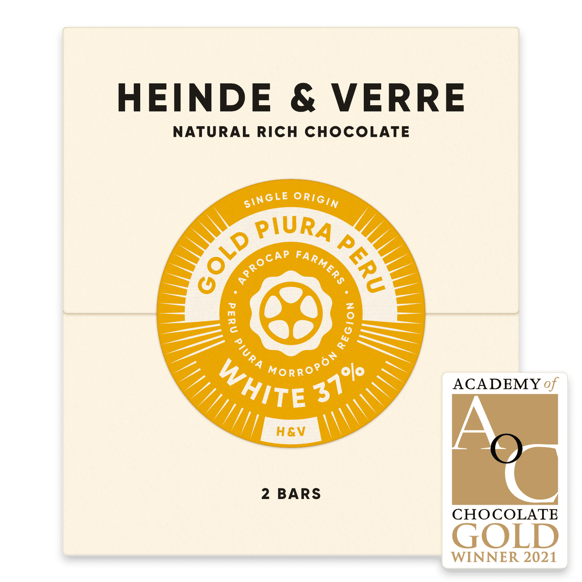 2 Tafel nussfreie weiße Milchschokolade Gold Piura Peru - 31% (Heinde & Verre) - Schoko Wunderland