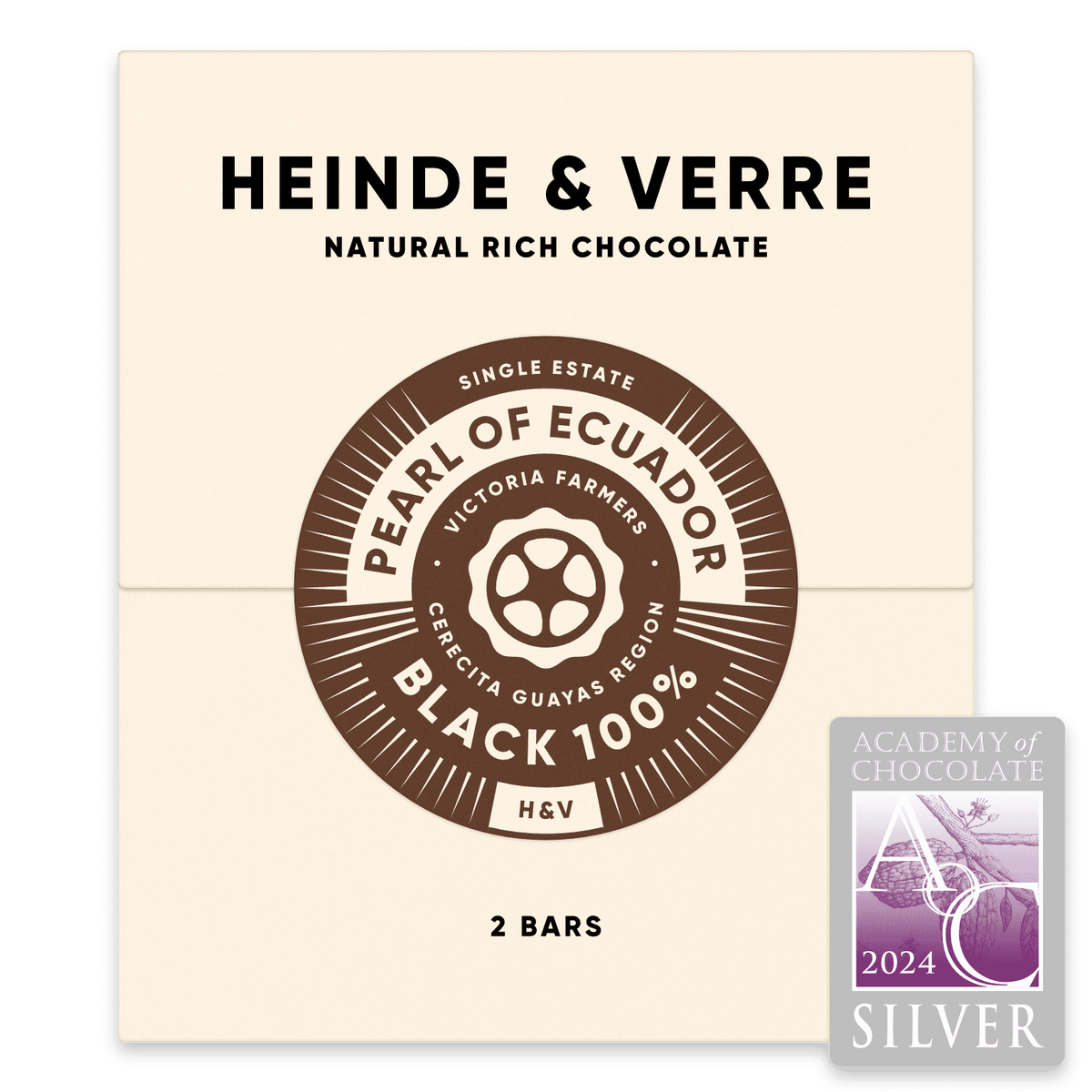 2 Tafel nussfreie vegane Pearl of Ecuador Dark - 100% (Heinde & Verre) - Schoko Wunderland