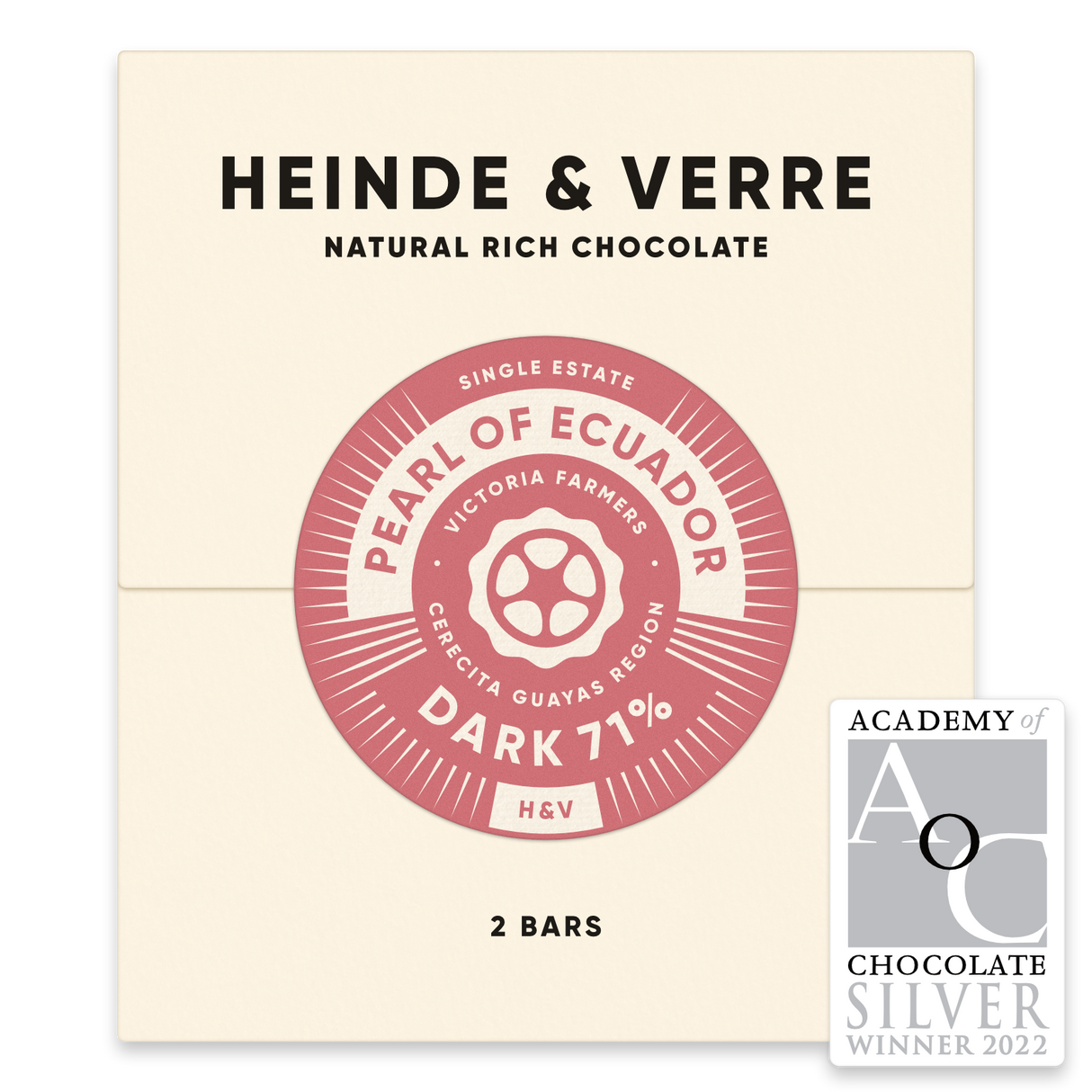 Dutch Original 2 bars of nut-free vegan dark chocolate - 71% (Heinde & Verre)