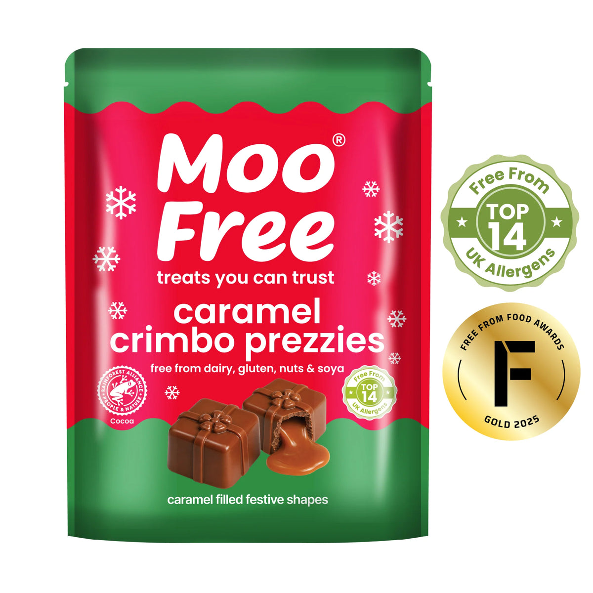 Caramel Crimbo Prezzie (Festive Filled Shapes) - Moo Free (65 g)