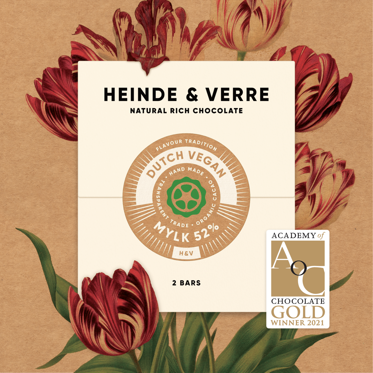 Dutch Original 2 Tafel nussfreie vegane Milchalternative-Schokolade - 52% (Heinde & Verre)