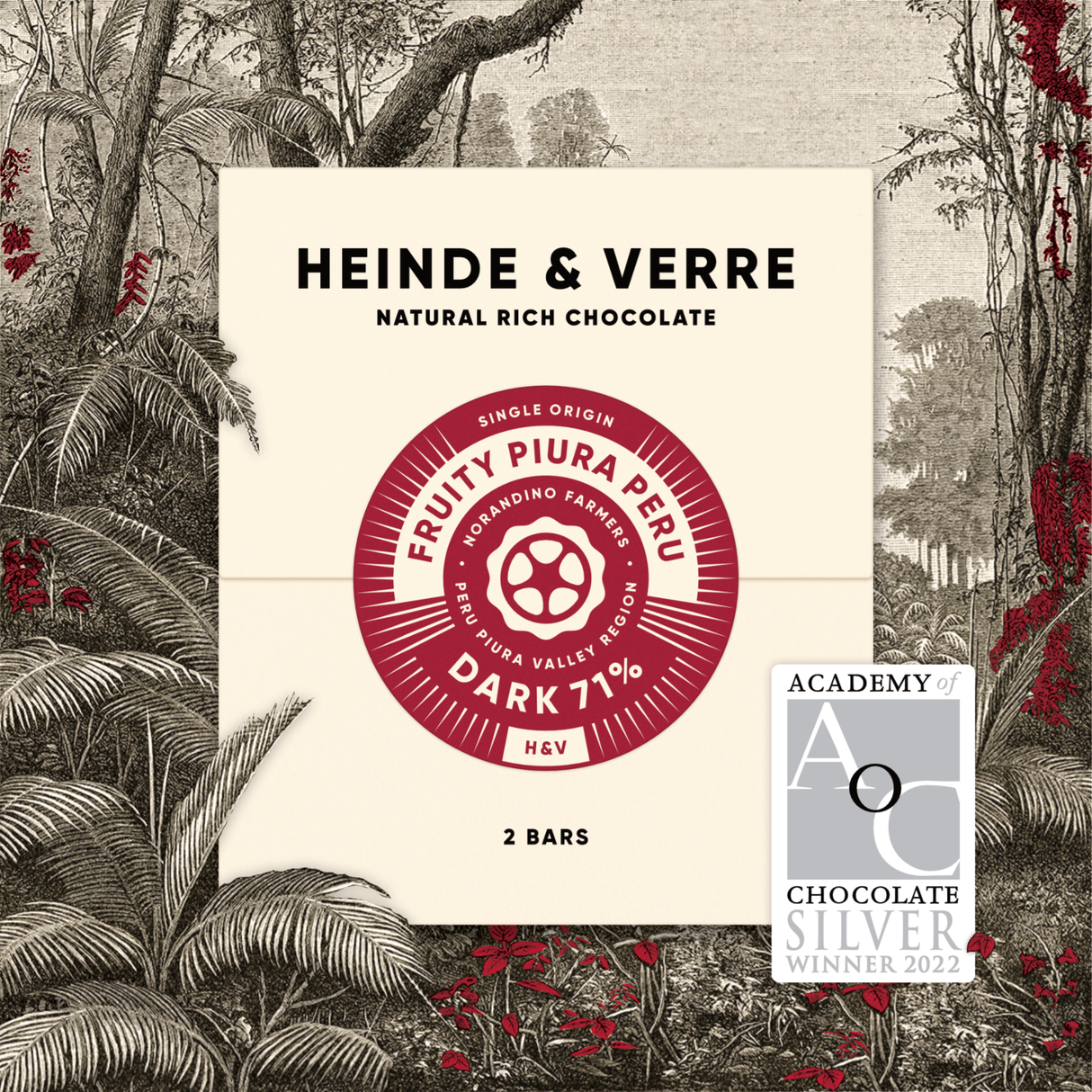 2 Tafel nussfreie vegane Fruity Piura Peru Dark - 71% (Heinde & Verre)