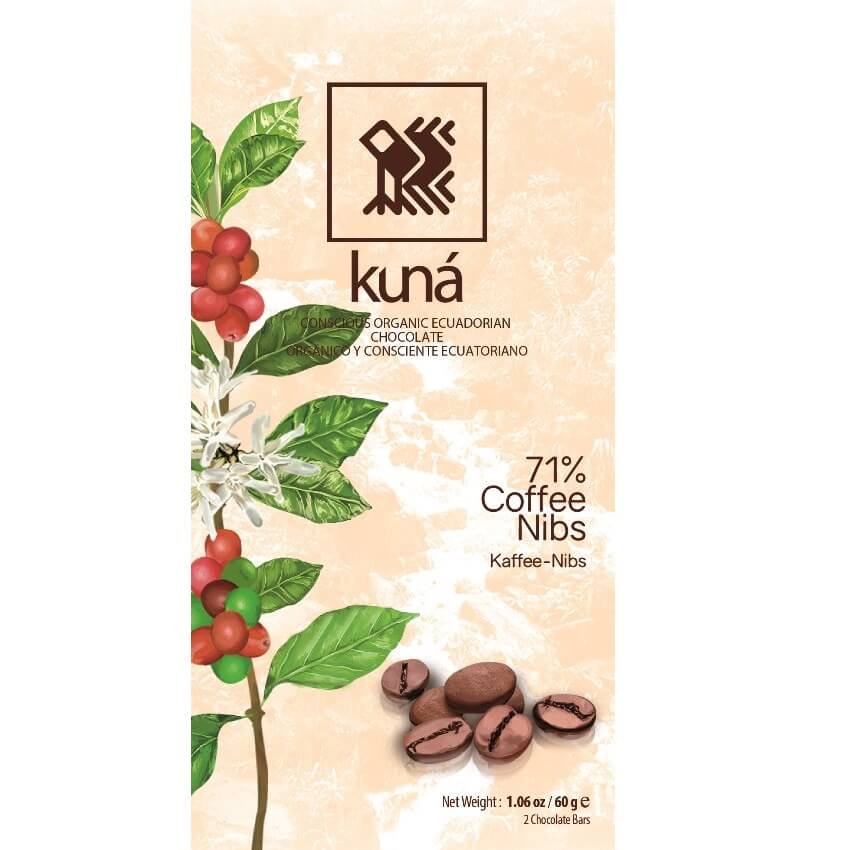 Organic 2 Bar Coffee Nibs - 71% (Kuná)