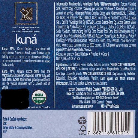 Organic 2 bars vanilla - 71% (Kuná)