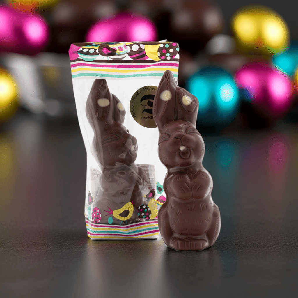120g Mehrfarbiger nussfreier Osterhase aus Milchschokolade - 31-43% (Dammenberg)