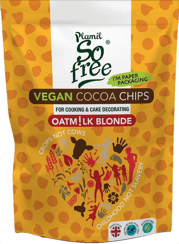 White chocolate caramel chocolate chips with oats - So free (Plamil)