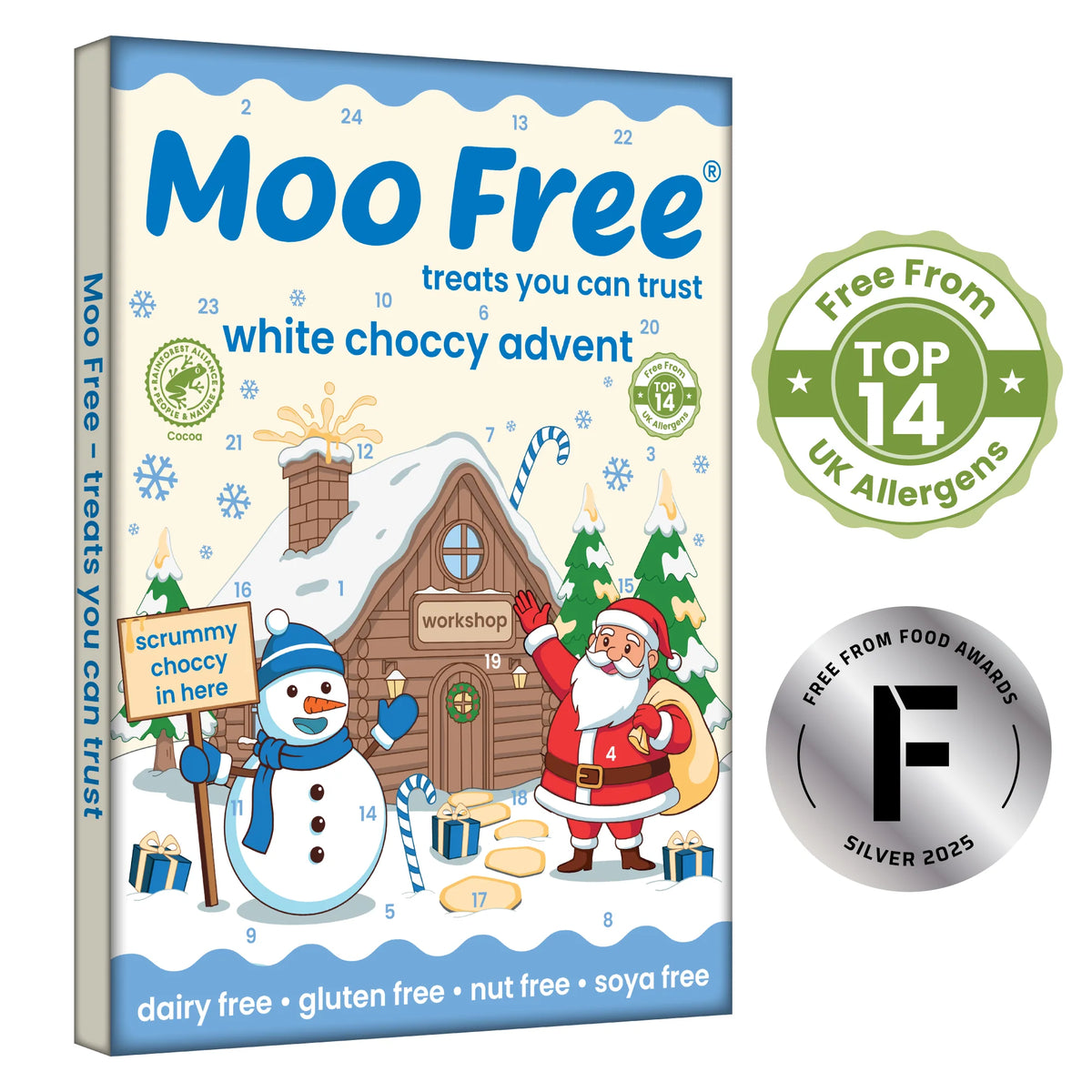 Adventskalender vegane weiße Schokolade (Moo Free)