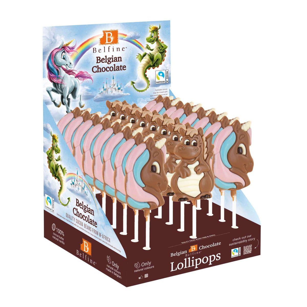 Milchschokolade Einhorn-Lolly – 32% (Belfine) - Schoko Wunderland