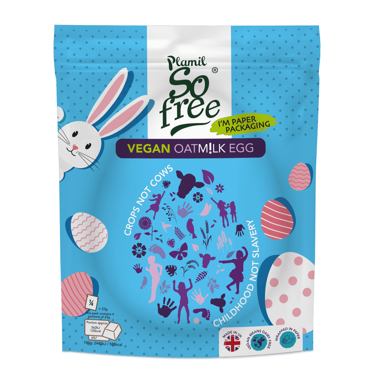 Easter egg made from milk chocolate alternative with oats - So free Fair-Trade (Plamil)