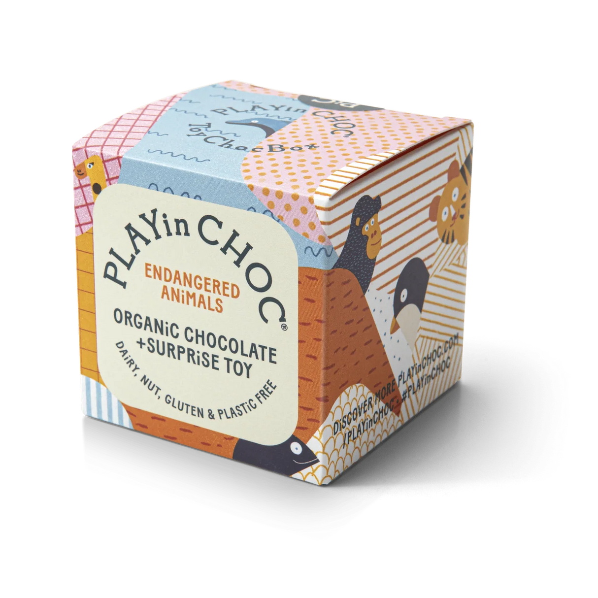 ToyChoc Box - Aussterbende Tiere + 20g allergenfreie Bio Schokolade (PLAY in CHOC)