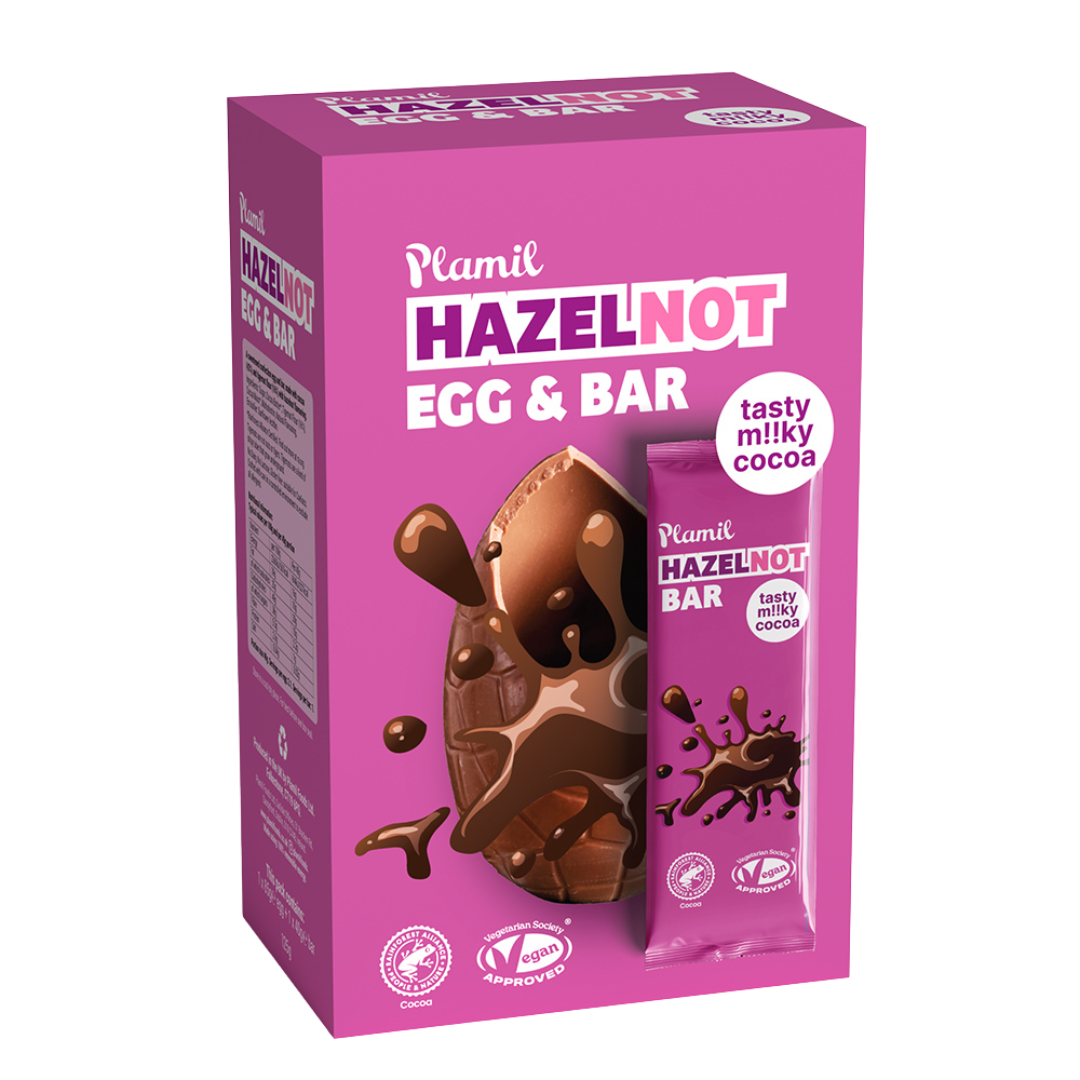 Osterei + Kleintafel aus nussfreier Schokolade mit Haselnussgeschmack - Plamil