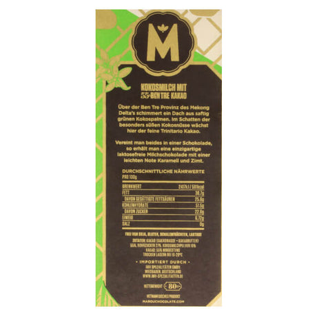 Kleintafel Kokosnussmilch-Schokolade Verpackung Rückseite