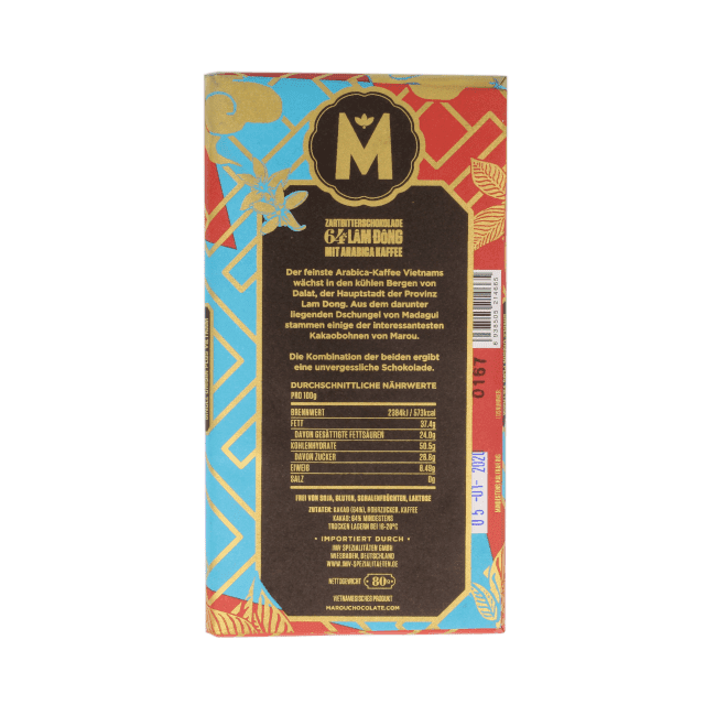 Small bar of dark chocolate Arabica Coffee Lam Dong - 64% (Marou)