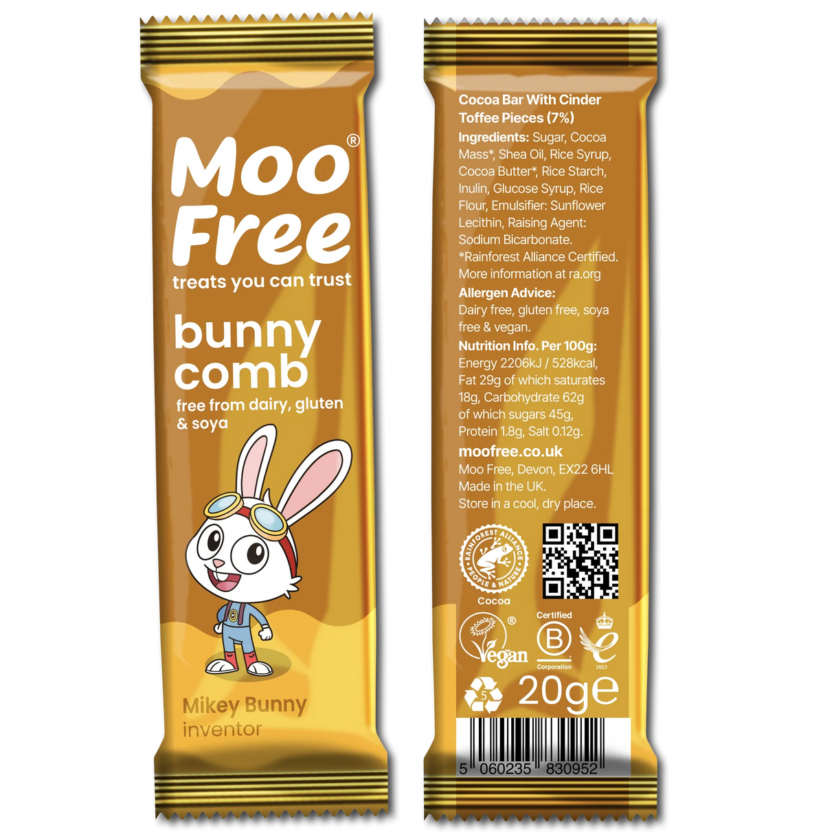 Vegane Bunnycomb Schokolade- Moo Free (20g)