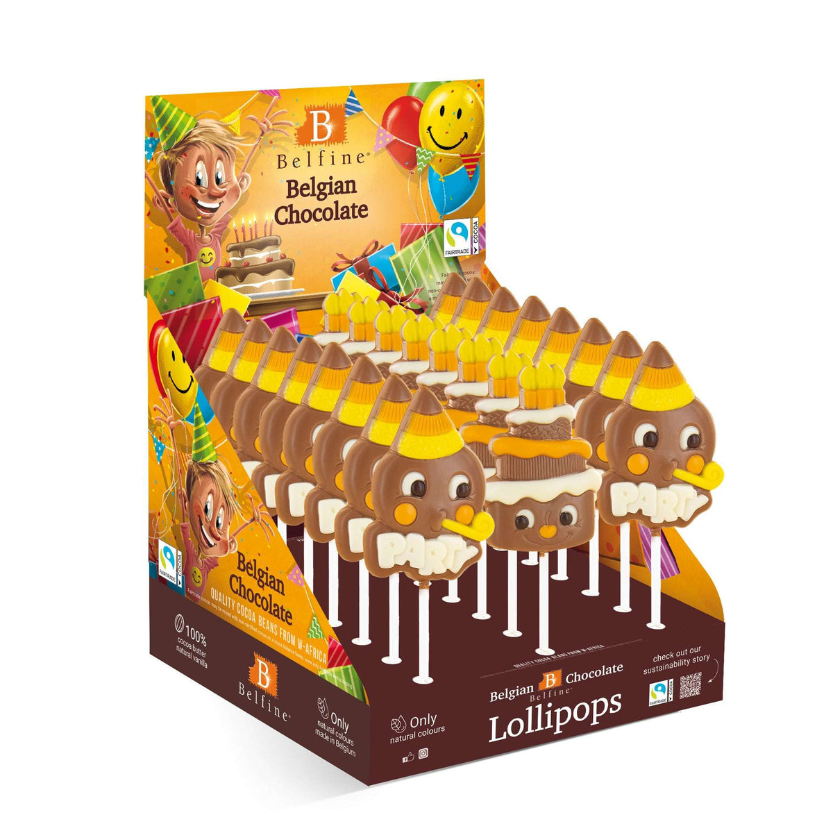 Milchschokolade Party -Lolly – 32% (Belfine) - Schoko Wunderland