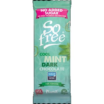 Dunkler-Schokoladen-Snack Xylit ohne zugesetzten Zucker- Coole Minze (Plamil )