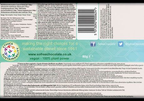 Dark Chocolate Xylitol with no added sugar - Cool Mint - So free Fair-Trade (Plamil)
