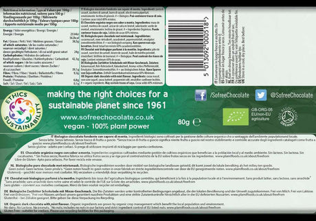 Organic Dark Chocolate - Mint - So free – Plamil