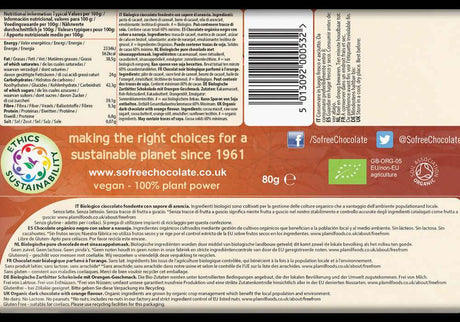 Bio Zartbitterschokolade - Orange - So free (Plamil)