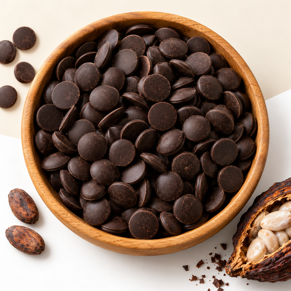 No. 8 Low Sugar (VEGAN CHOCOLAT) – Schoko-Drops, Packungsgröße 500g