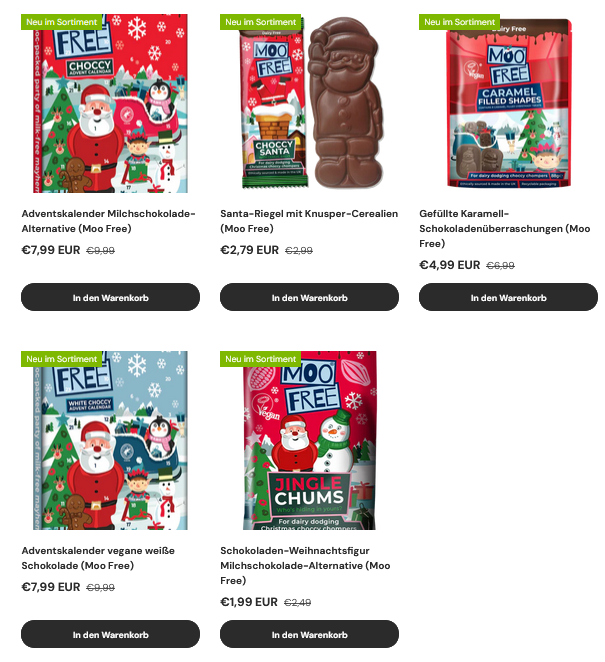 Neu bei uns: Nussfreie Moo Free Adventskalender, Weihnachtsmänner und vieles mehr