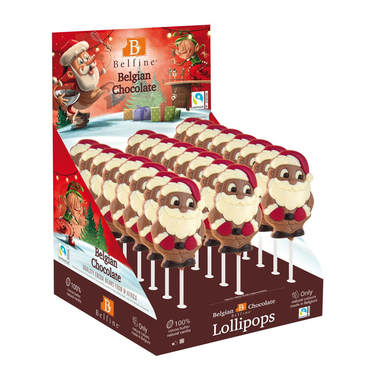 Milchschokolade  XMAS-Santa-Lolly – 32% (Belfine)