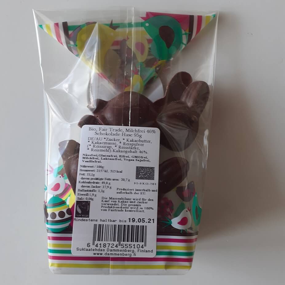 chocolate bunnies inside transparent plastic package