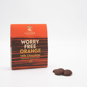 Milch-Schokoladentaler Orange - Worry free 43% (Dammenberg) - Schoko Wunderland
