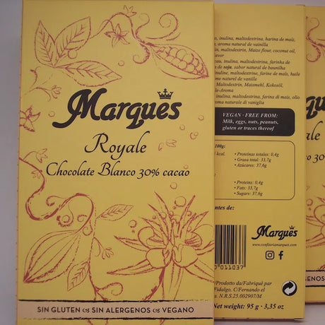 Nussfreie vegane weiße Schokolade mit echter Vanille Royale- 37% (Marques)