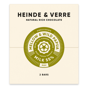 2 Tafel nussfreie Milchschokolade Mellow & Wild Papua - 55% (Heinde & Verre) - Schoko Wunderland
