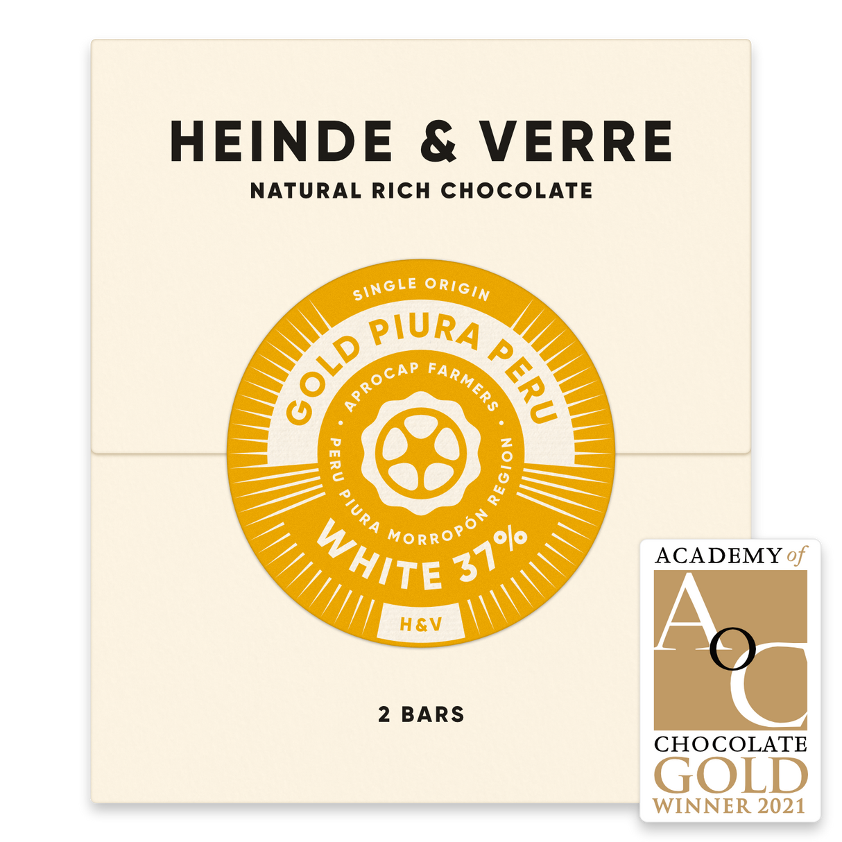 Dutch Original 2 bars of nut-free white milk chocolate Lemon - 37% (Heinde & Verre)