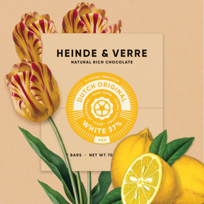 Dutch Original 2 Tafel nussfreie weiße Milchschokolade Lemon - 37% (Heinde & Verre)