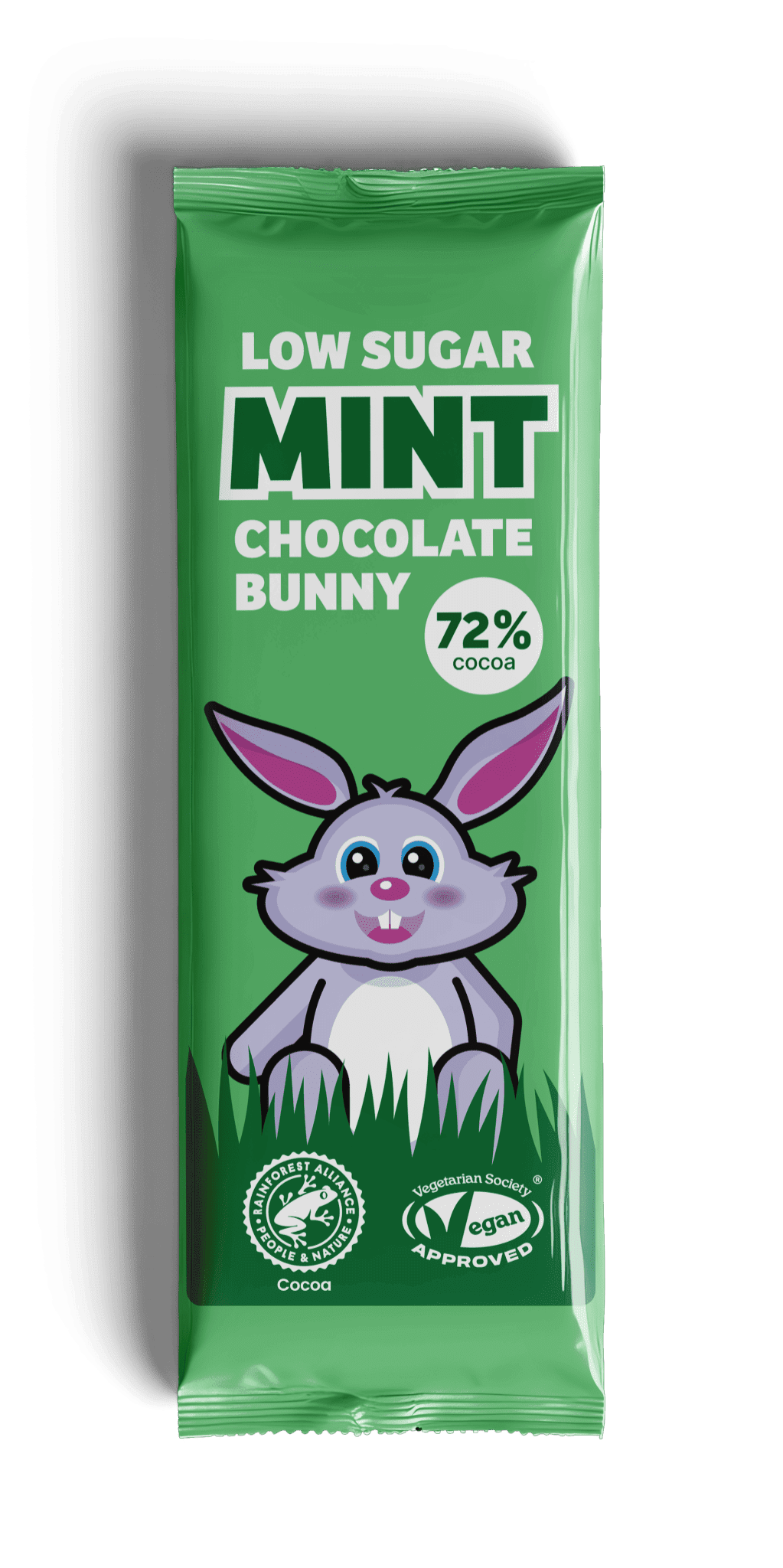 Osterhase dunkle Schokolade - Minze - zuckerreduziert 72% - Plamil