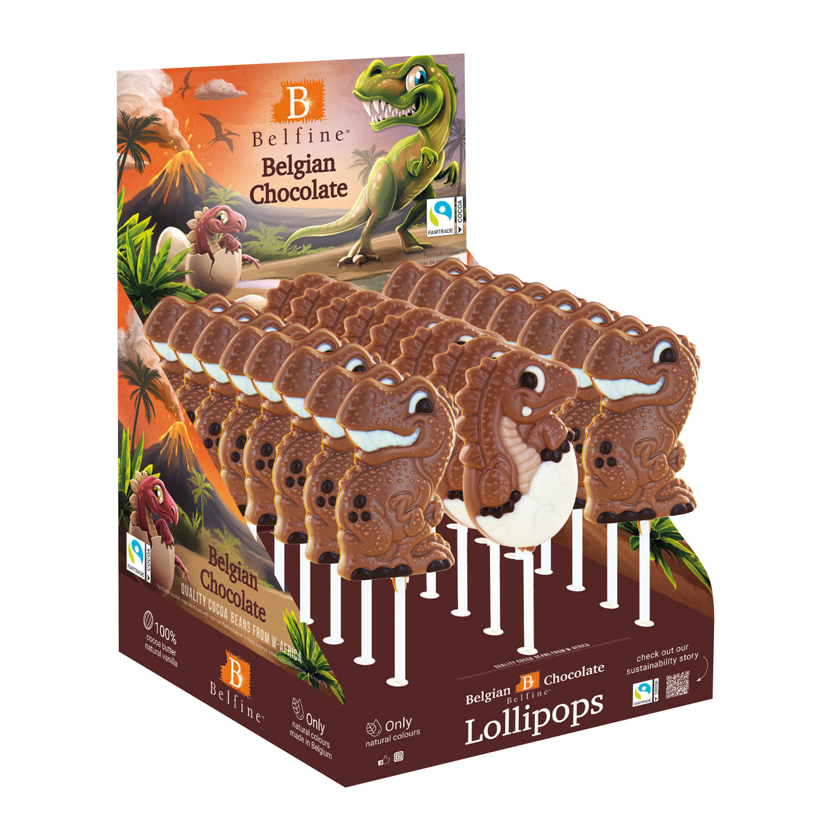 Milchschokolade Baby-Dino-Lolly – 32% (Belfine)