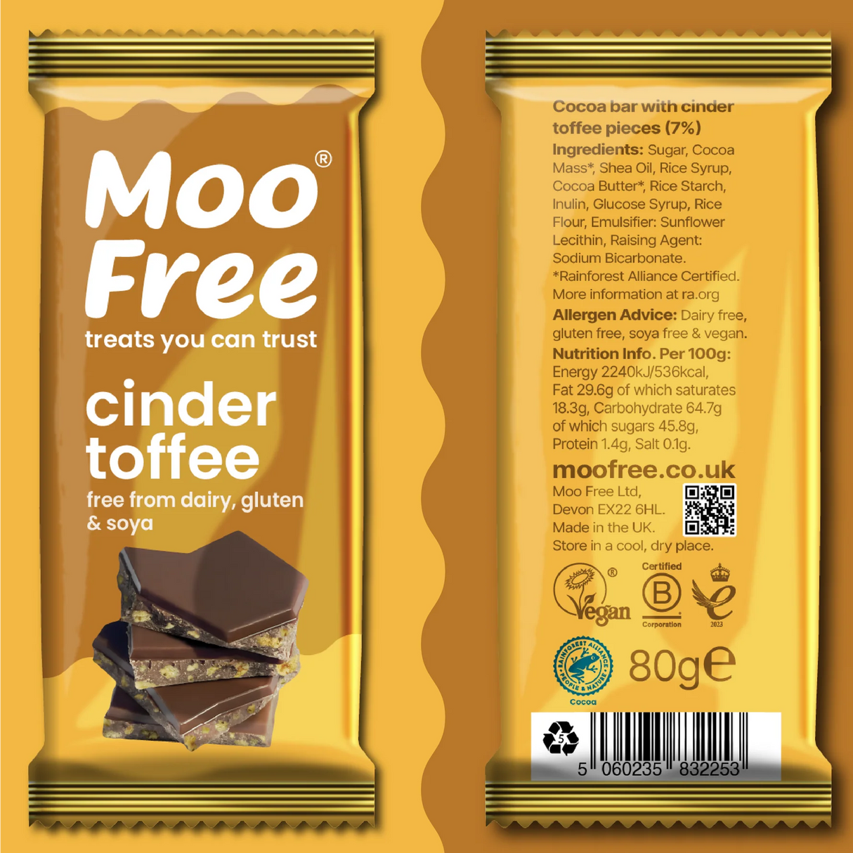 Schokoladentafel mit Cinder Toffee – Moo Free (80 g)