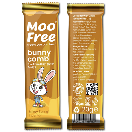 Vegane Bunnycomb Schokolade- Moo Free (20g)