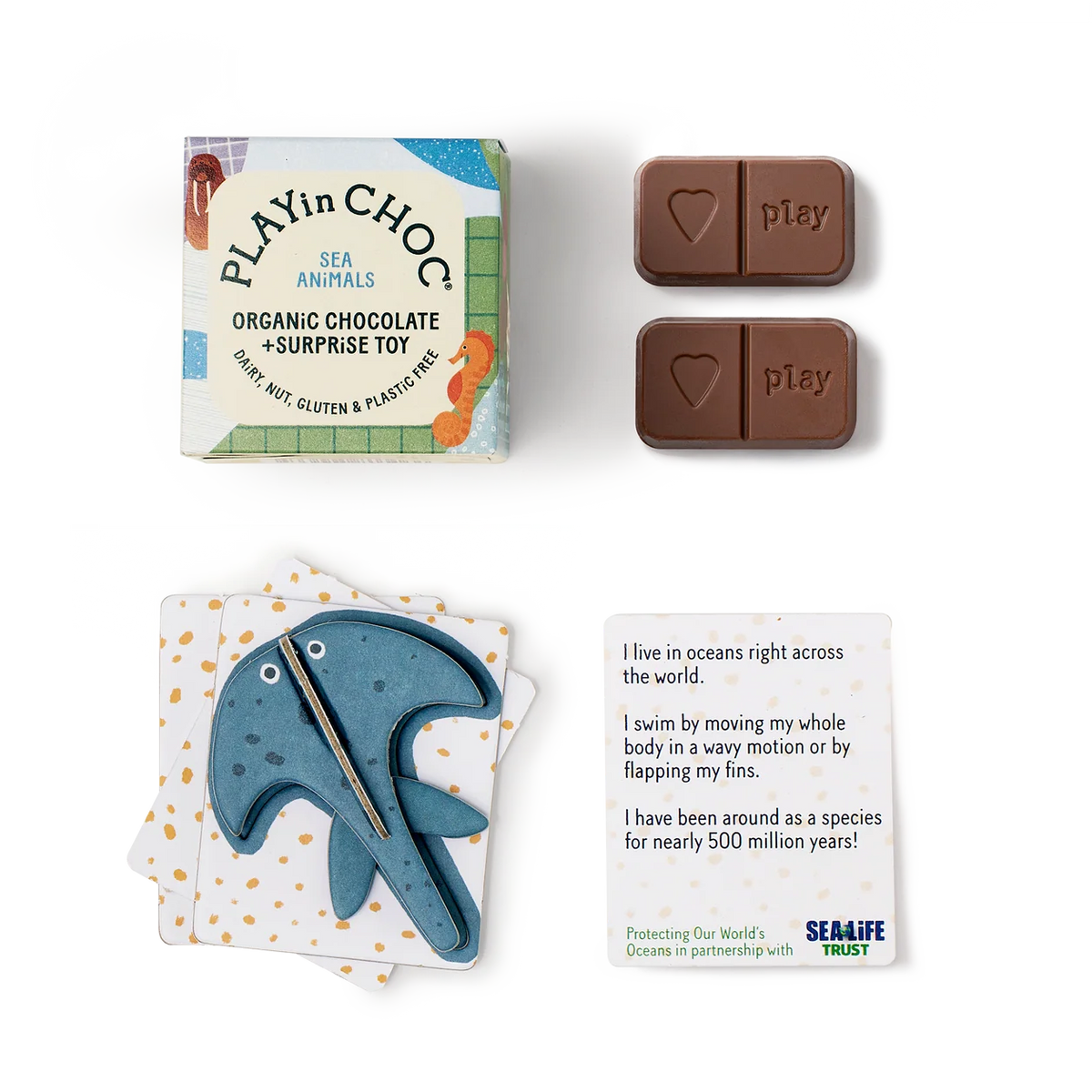 ToyChoc Box - Meerestiere + 20g allergenfreie Bio Schokolade (PLAY in CHOC)