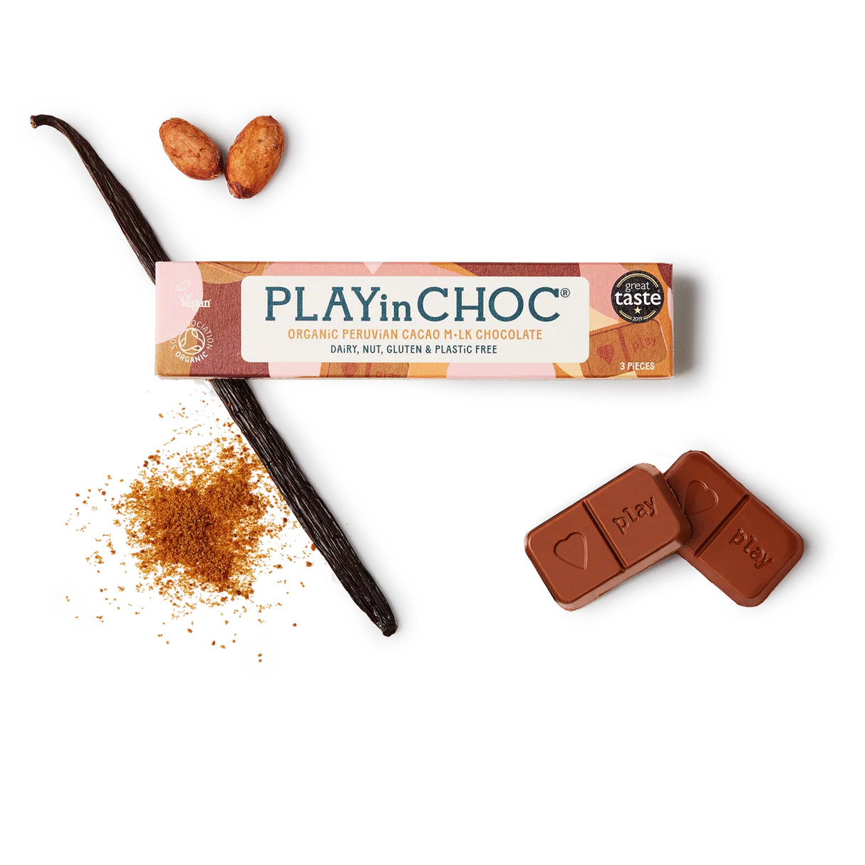 JustChoc Box - 30g allergenfreie Bio Milchalternative-Schokolade (PLAY in CHOC)
