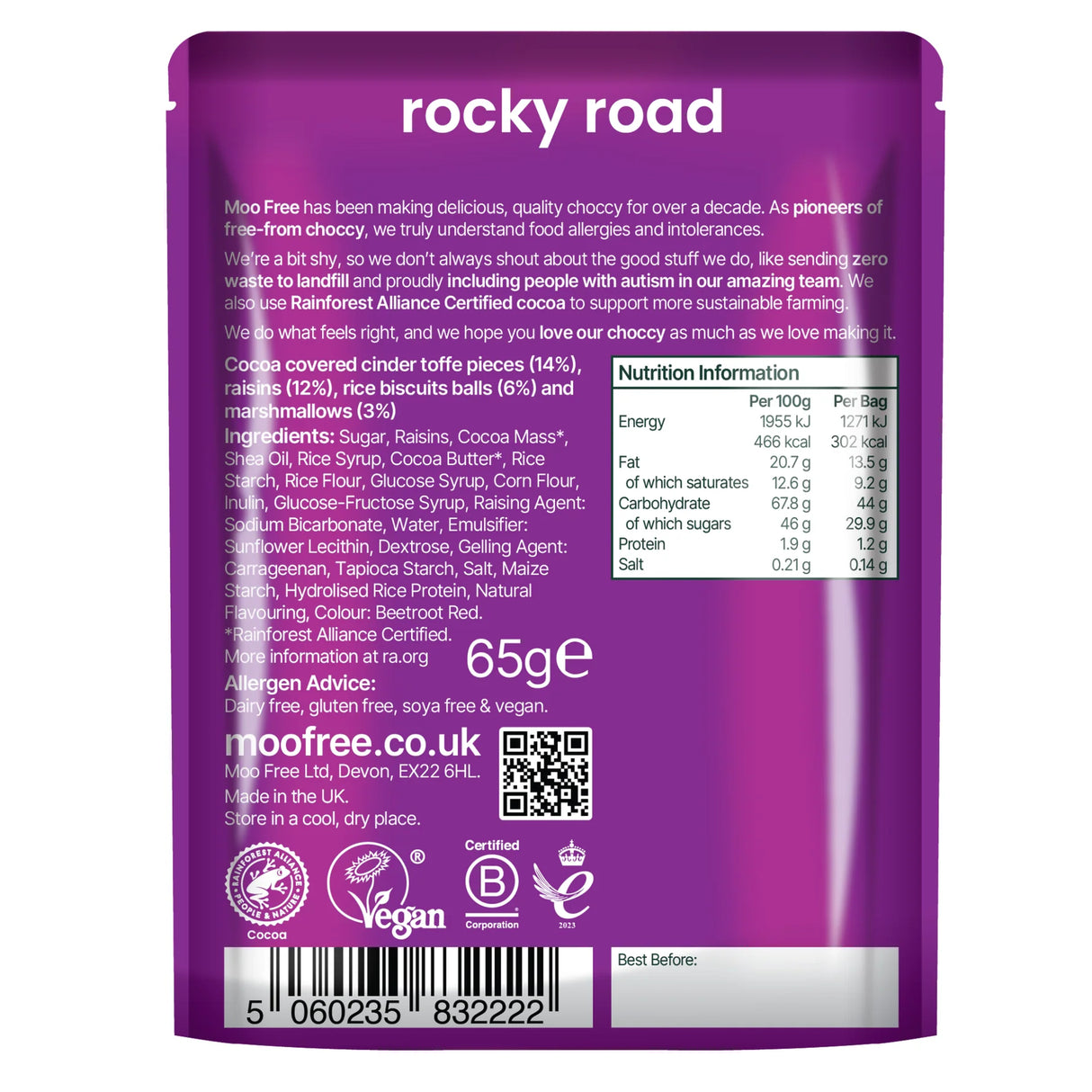 Vegane Rocky Road Bites - Moo Free (65 g)