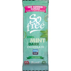 Dunkler-Schokoladen-Snack Xylit ohne zugesetzten Zucker- Coole Minze (Plamil ) - Schoko Wunderland