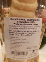 120g Handgefertigter nussfreier u sojafreier weißer Weihnachtsmann (Dammenberg)