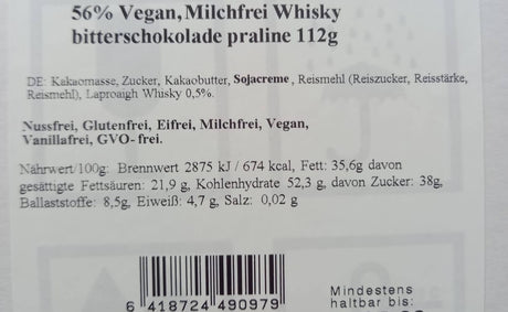 Whiskey Pralinen aus dunkler Schokolade, 8 Stück - Schoko Wunderland